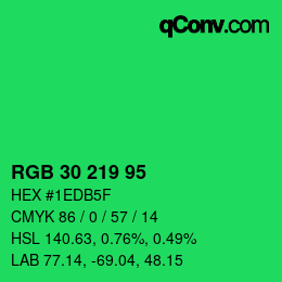 颜色代码: RGB 30 219 95 | qconv.com