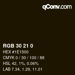Color code: RGB 30 21 0 | qconv.com