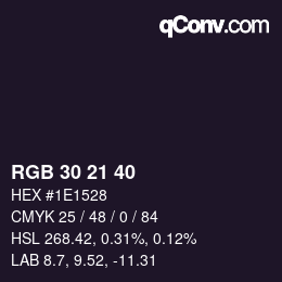 颜色代码: RGB 30 21 40 | qconv.com