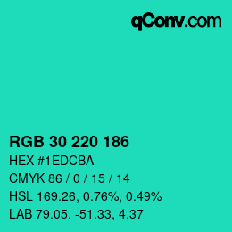 Color code: RGB 30 220 186 | qconv.com