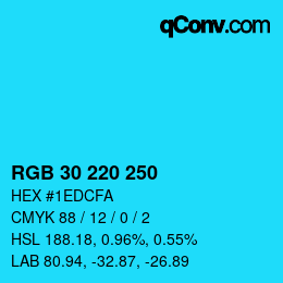 Color code: RGB 30 220 250 | qconv.com