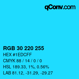 Color code: RGB 30 220 255 | qconv.com