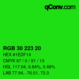 Color code: RGB 30 223 20 | qconv.com
