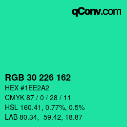 Color code: RGB 30 226 162 | qconv.com