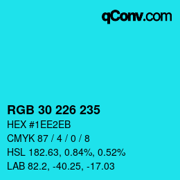Color code: RGB 30 226 235 | qconv.com