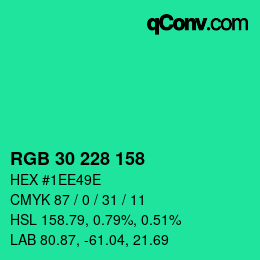 Color code: RGB 30 228 158 | qconv.com