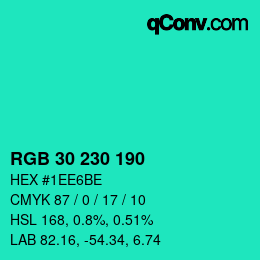 Color code: RGB 30 230 190 | qconv.com