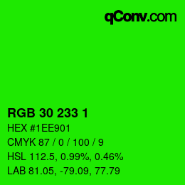 Color code: RGB 30 233 1 | qconv.com