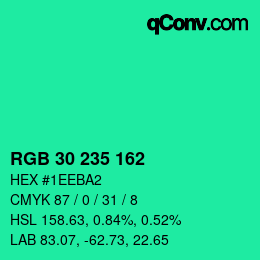 Color code: RGB 30 235 162 | qconv.com