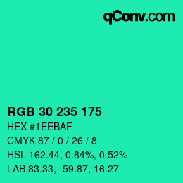 Farbcode: RGB 30 235 175 | qconv.com