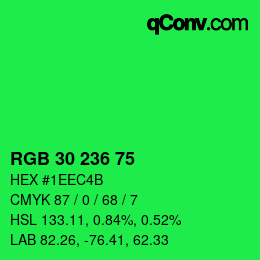 颜色代码: RGB 30 236 75 | qconv.com