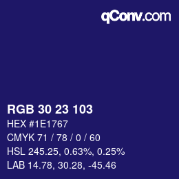 カラーコード: RGB 30 23 103 | qconv.com