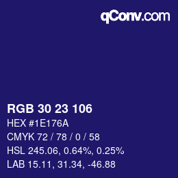 Color code: RGB 30 23 106 | qconv.com