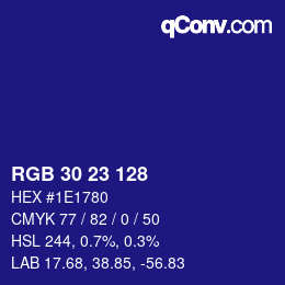 Color code: RGB 30 23 128 | qconv.com