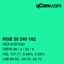 Color code: RGB 30 240 162 | qconv.com