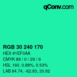 Color code: RGB 30 240 170 | qconv.com