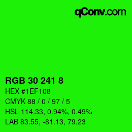 Color code: RGB 30 241 8 | qconv.com