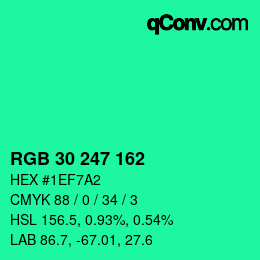 Color code: RGB 30 247 162 | qconv.com