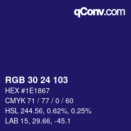 カラーコード: RGB 30 24 103 | qconv.com