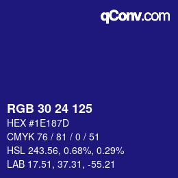 Color code: RGB 30 24 125 | qconv.com