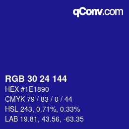 カラーコード: RGB 30 24 144 | qconv.com