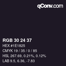 カラーコード: RGB 30 24 37 | qconv.com