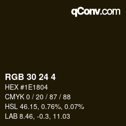 カラーコード: RGB 30 24 4 | qconv.com