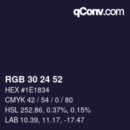 Color code: RGB 30 24 52 | qconv.com