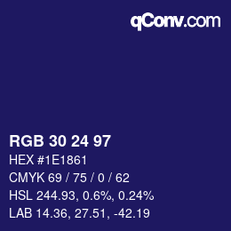 Color code: RGB 30 24 97 | qconv.com