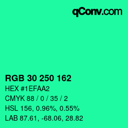 Color code: RGB 30 250 162 | qconv.com