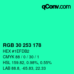 Color code: RGB 30 253 178 | qconv.com