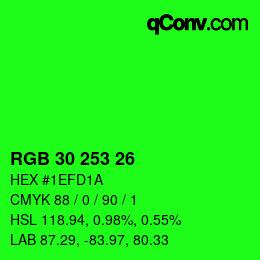 カラーコード: RGB 30 253 26 | qconv.com
