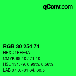 カラーコード: RGB 30 254 74 | qconv.com