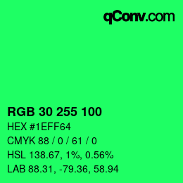 Color code: RGB 30 255 100 | qconv.com