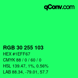 Farbcode: RGB 30 255 103 | qconv.com