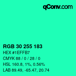 Color code: RGB 30 255 183 | qconv.com