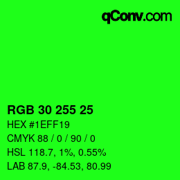Color code: RGB 30 255 25 | qconv.com
