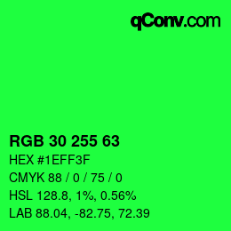 Color code: RGB 30 255 63 | qconv.com