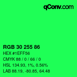 Color code: RGB 30 255 86 | qconv.com