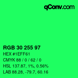 Color code: RGB 30 255 97 | qconv.com