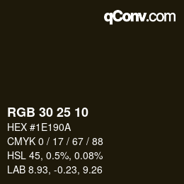 Color code: RGB 30 25 10 | qconv.com