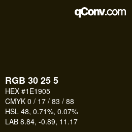 カラーコード: RGB 30 25 5 | qconv.com
