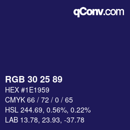 Color code: RGB 30 25 89 | qconv.com