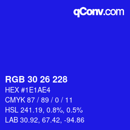 Color code: RGB 30 26 228 | qconv.com