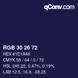 カラーコード: RGB 30 26 72 | qconv.com
