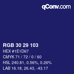 Color code: RGB 30 29 103 | qconv.com
