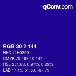 Color code: RGB 30 2 144 | qconv.com