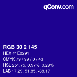 Color code: RGB 30 2 145 | qconv.com