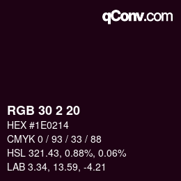 カラーコード: RGB 30 2 20 | qconv.com