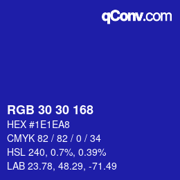 Color code: RGB 30 30 168 | qconv.com